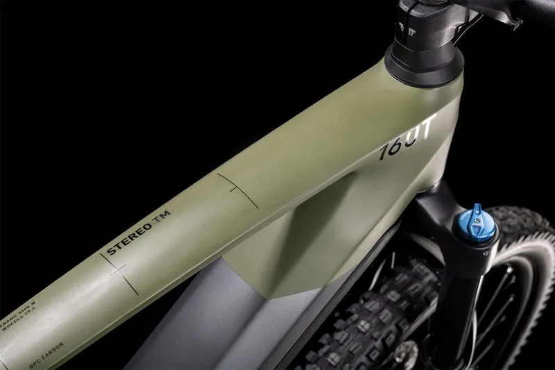 Cube Stereo Hybrid 160 HPC TM 625 Full-Sus Electric MTB - Grey / Olive Green-4